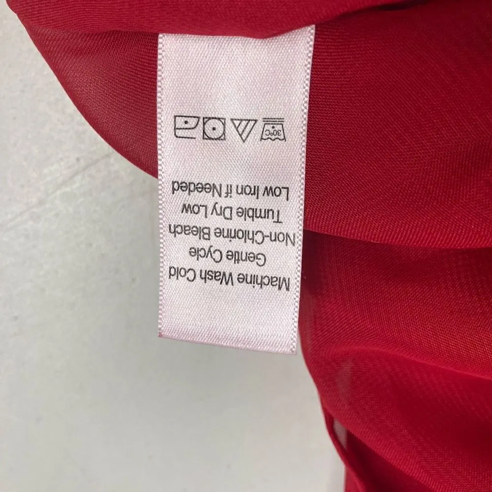 COLDWATER CREEK Women’s Red Top Size Large Embroidered Beaded Ruched Sleeveless - Image 7