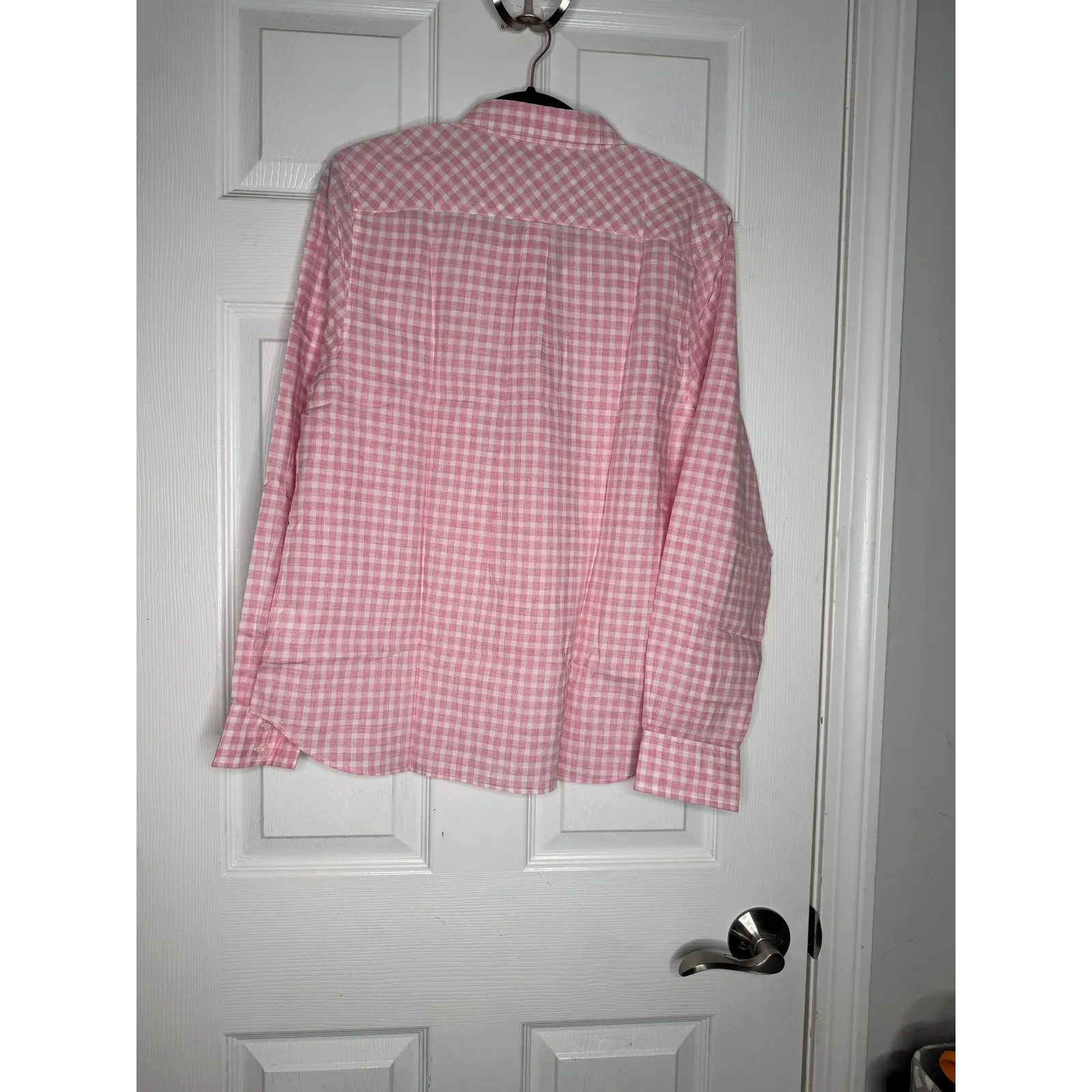 UNTUCKIT NWT Womans Calina Pink/White Gingham Cotton Button Down Size 12 Pink - Image 4