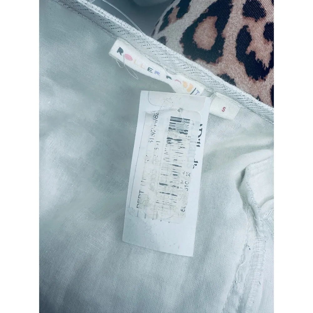 Roller Rabbit S Ondine Metallic Silver Ruffle Sleeve Midi Dress White READ DESCR - Image 10