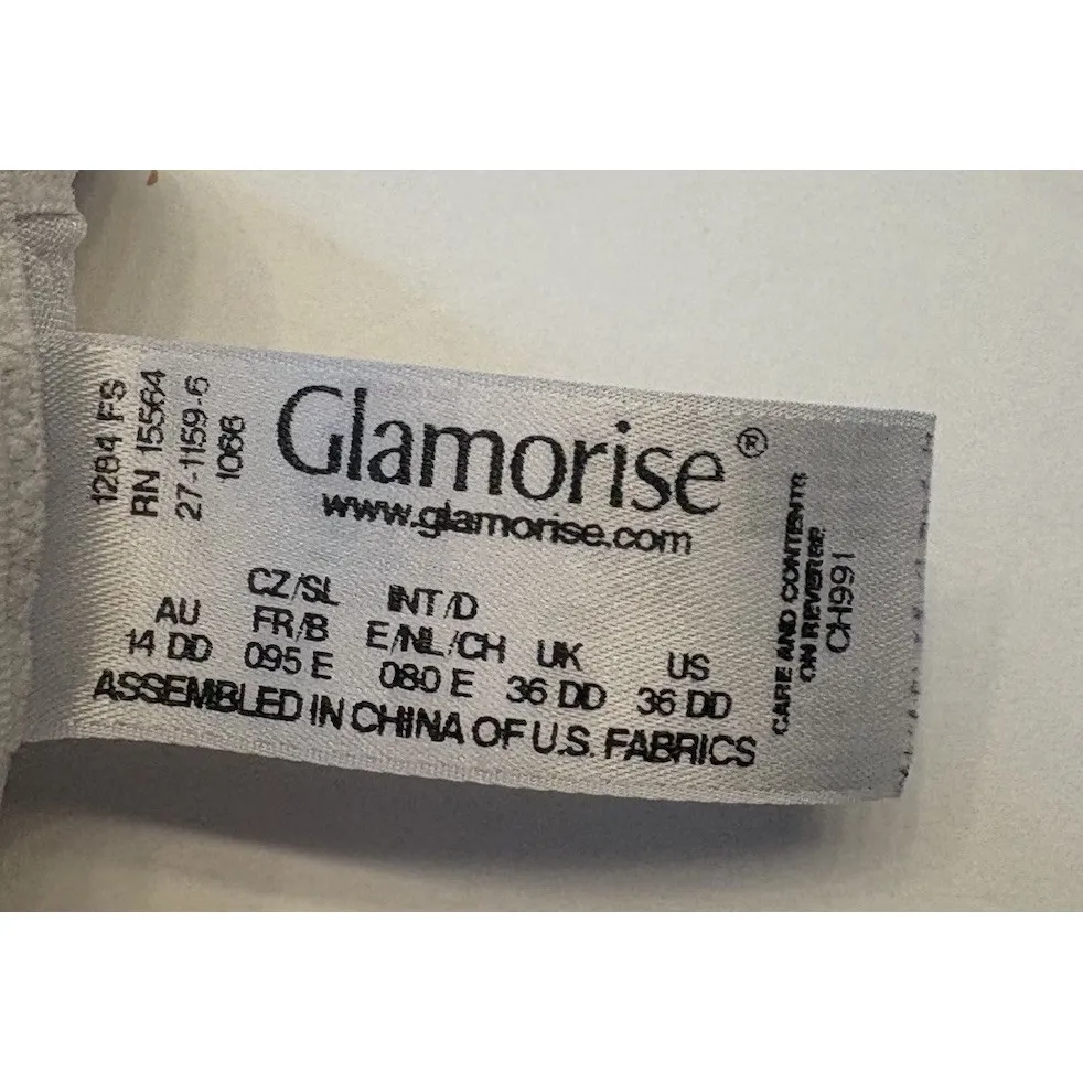 Glamorise Sports Bra 1066 Camisole No Bounce Size 36DD White Breathable Wicking - Image 6