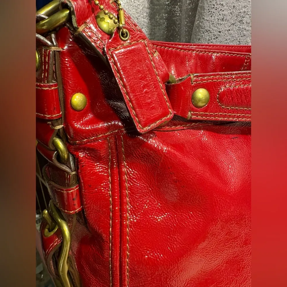 Red Leather COACH Shoulder Bag - Image 5