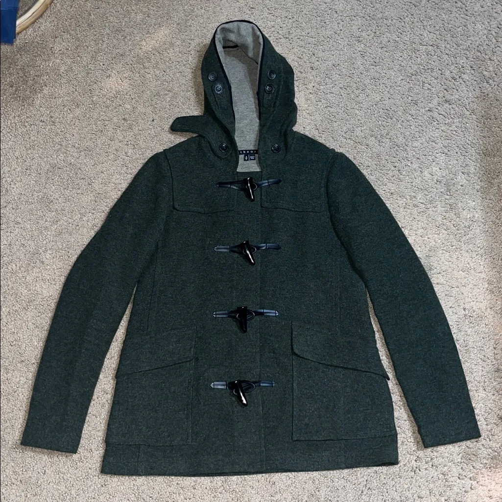 Theory Camire Honorum Wool Blend Toggle Coat Hood Green Small ASO Gilmore Girls - Image 3