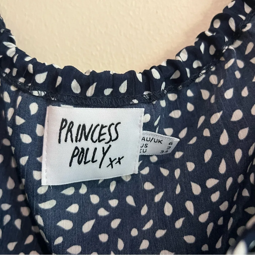 Princess Polly Navy Polka Dot Ruffle Mini Dress Size 2 - Image 9