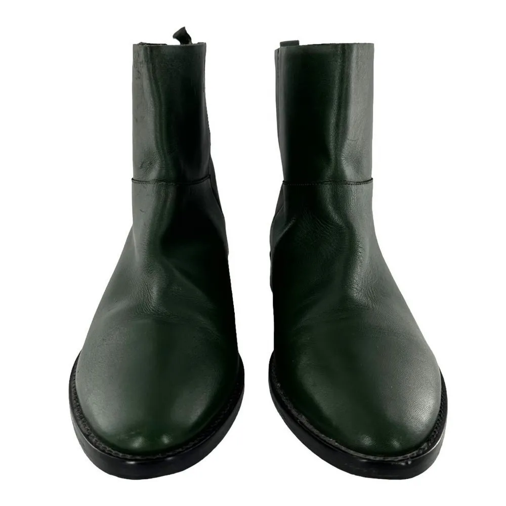 Theysken's Theory Forest Green Leather Chelsea Ankle Boots Size 39 - Image 3