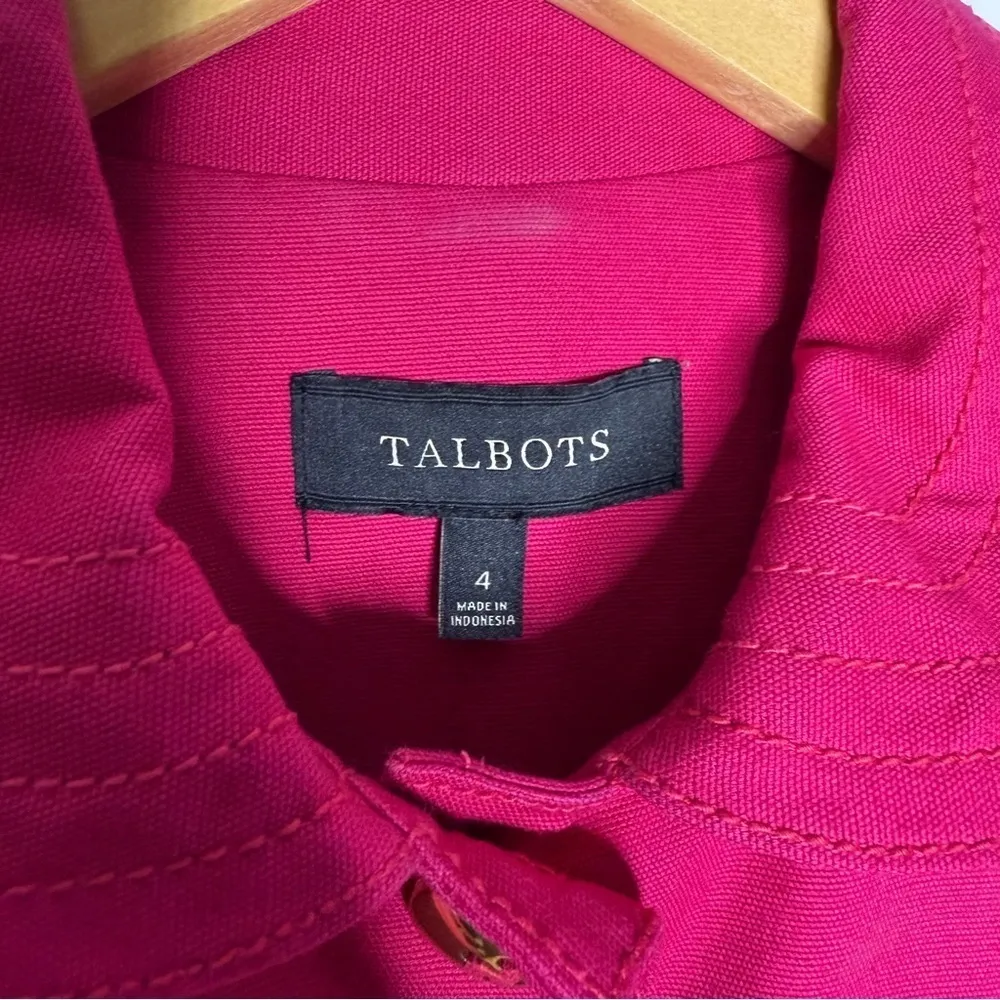Talbots Women’s Pink Button Up Jacket Cotton Stretch Coat Size 4 Small - Image 5