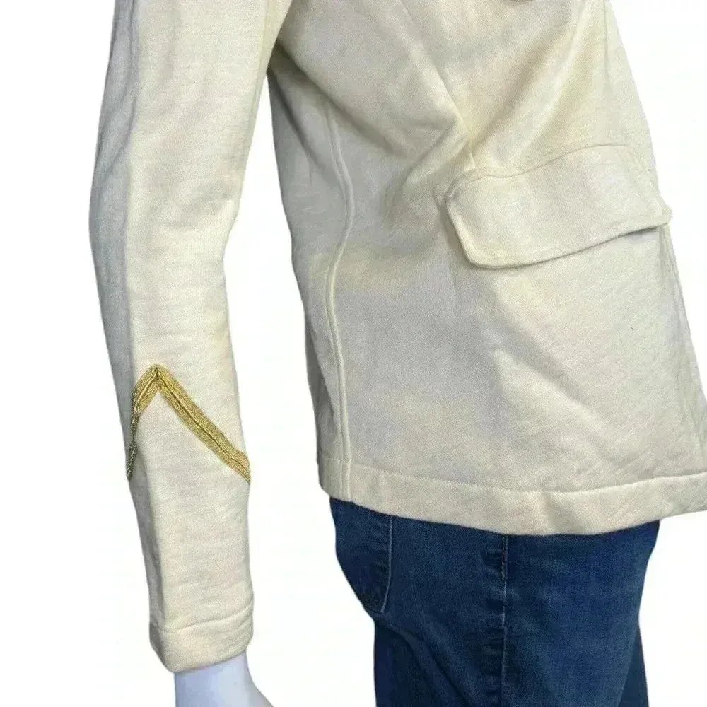 Denim & Supply Ralph Lauren Military Style Jacket cream With Gold Trim Pockets. - Image 8
