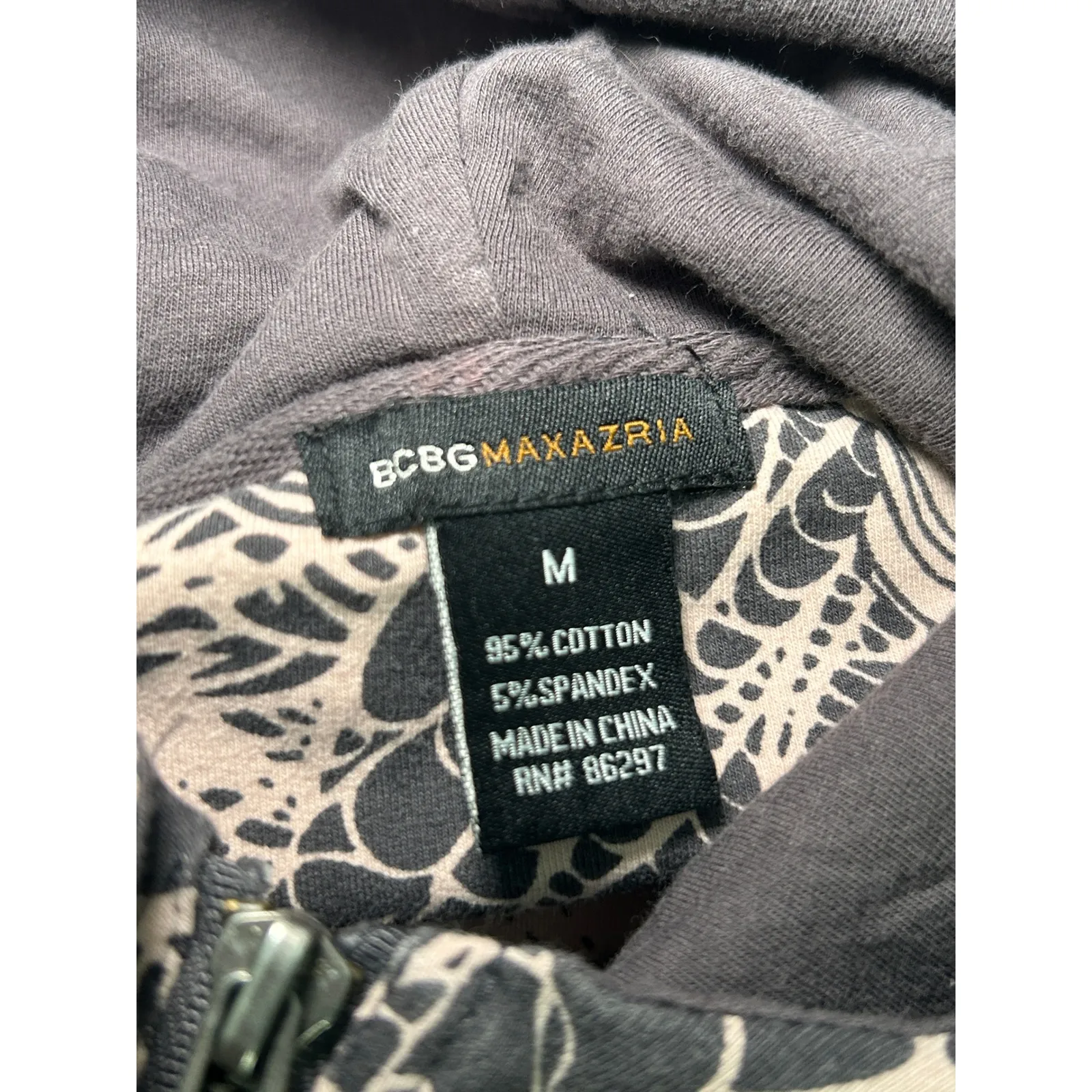 BCBG MAXAZRIA Full Zip Hoodie Jacket Abstract Print Pockets Athleisure‎ M Pink - Image 8