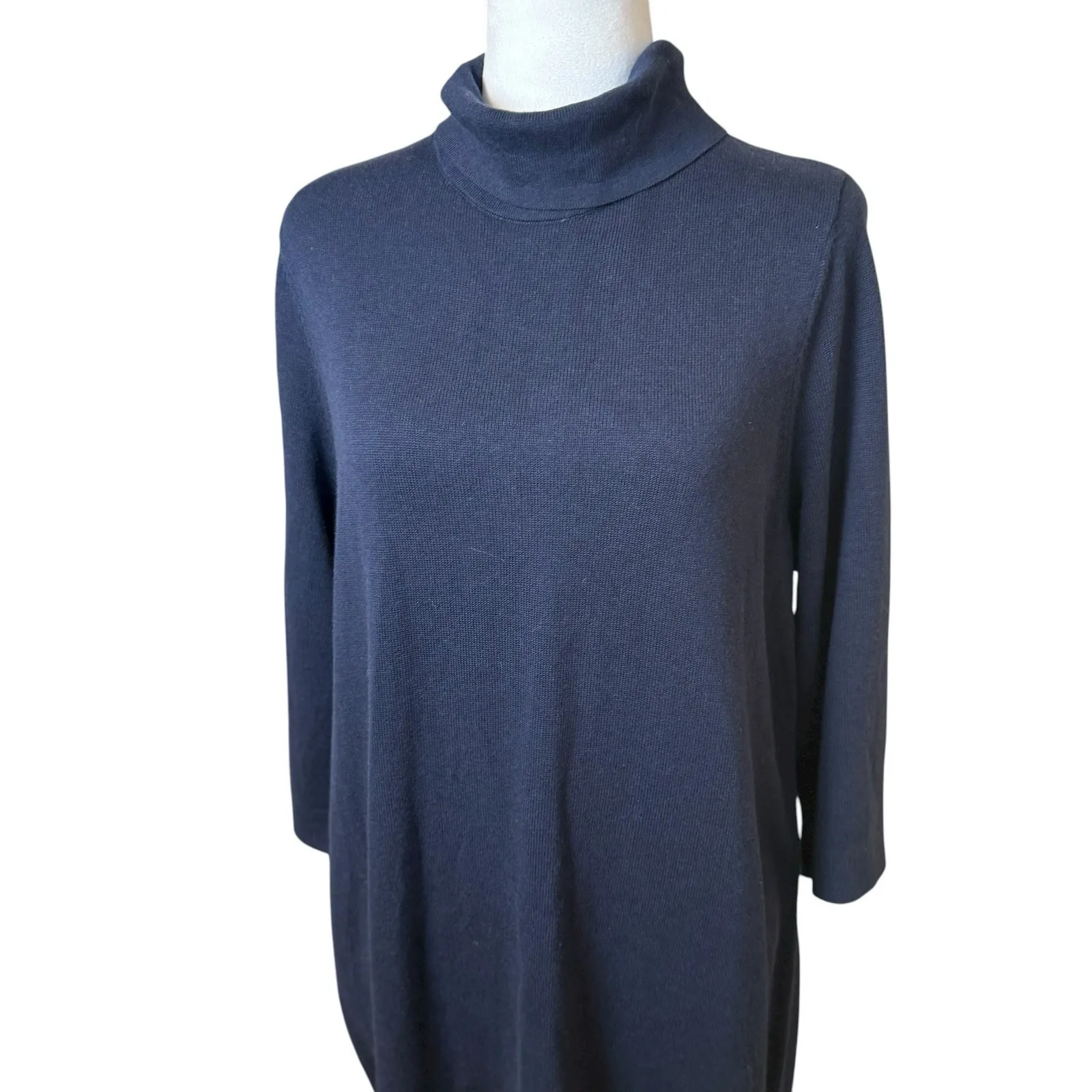 J.‎ Jill Dress Womens Navy Blue Knit Turtleneck Sweater Dress Minimalist Medium - Image 4