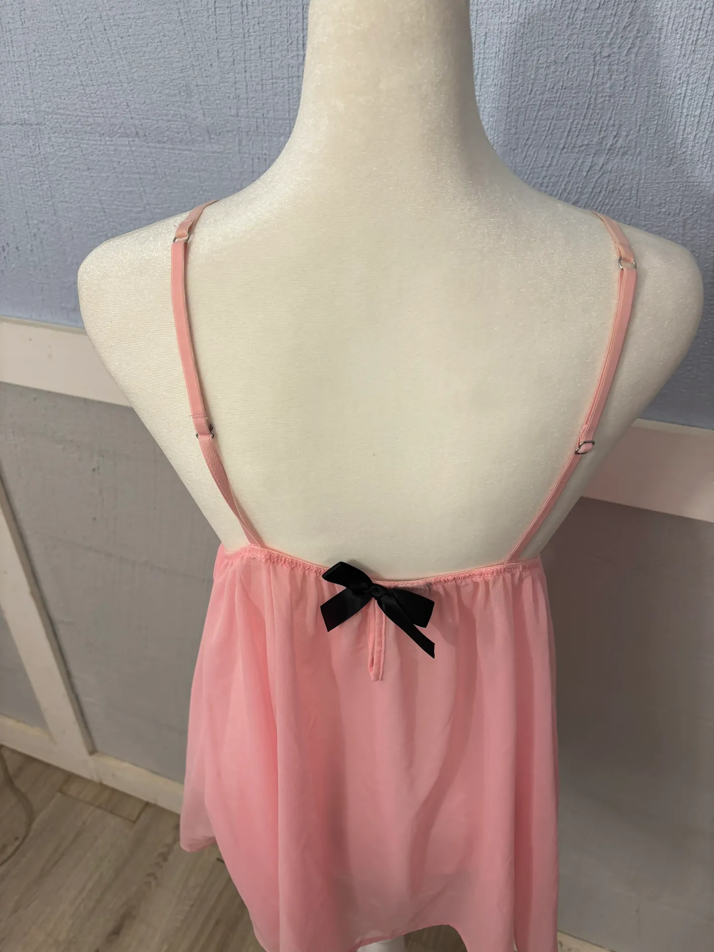 Passion Forever Pink  Nighty Babydoll Sheer Camisole Adorable SZ Large - Image 6