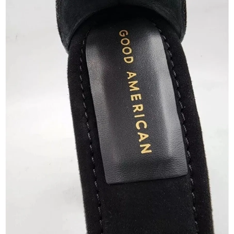Good American Platform Block Heel Black Suede Ankle Strap Chunky Sandal 10.5 NEW - Image 10
