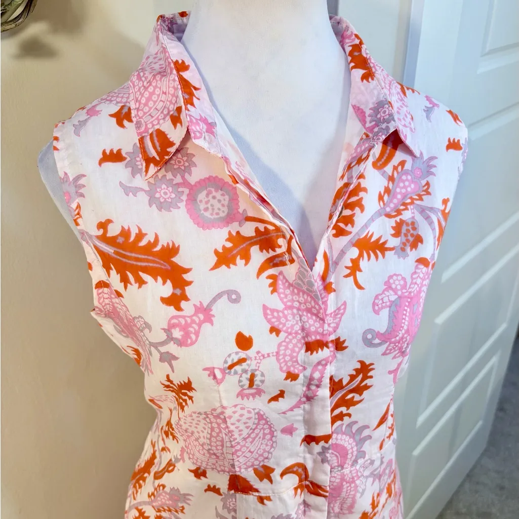 DOLMA Mira Lightweight Cotton Floral Button Down Dress w/ Pockets Sz L💛 Pink Size L - Image 3
