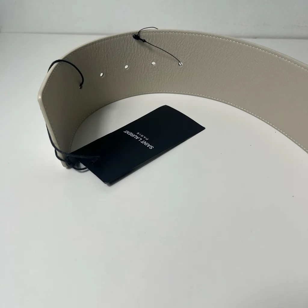 Saint Laurent YSL Snakeskin Python Vintage White Covered Buckle Corset Belt - Image 9