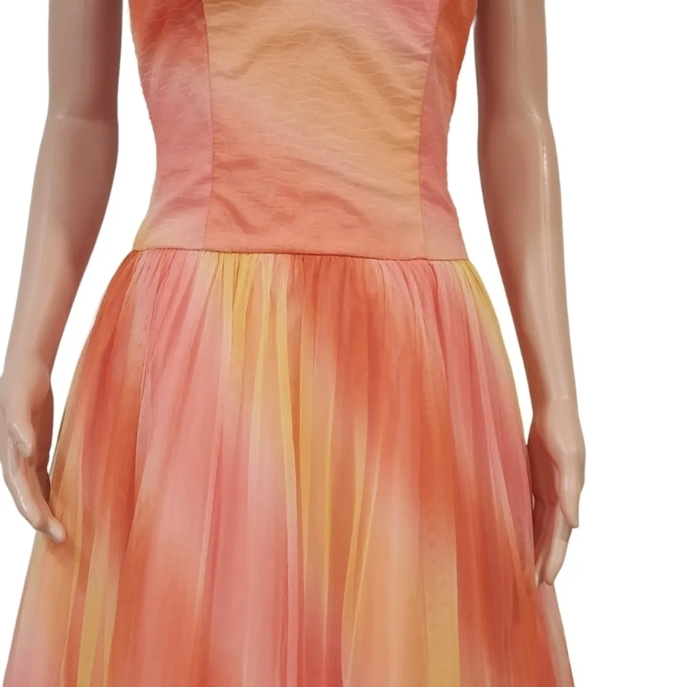 Amazing Sunset Iridescent Mesh Vintage Maxi Summer Evening Party Dress Size 7/8 - Image 4