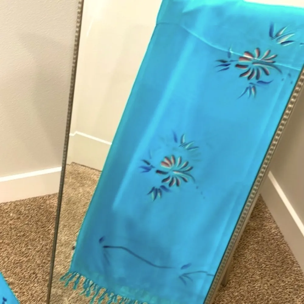 Hibiscus Collection hand painted sarong wrap dress swim cover up or scarf Blue Size undefined - Image 3