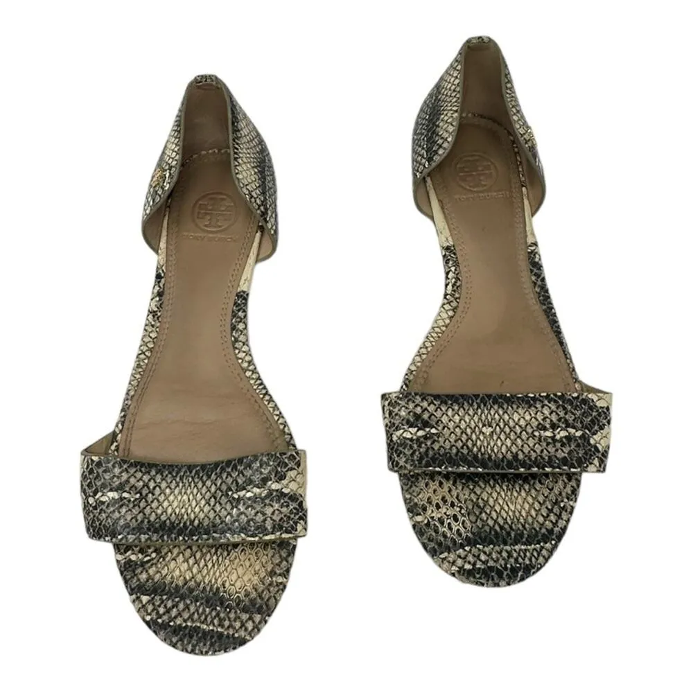 Tory Burch Savannah D'Orsay Snakeskin Print Flat Sandals Size 8.5 - Image 2