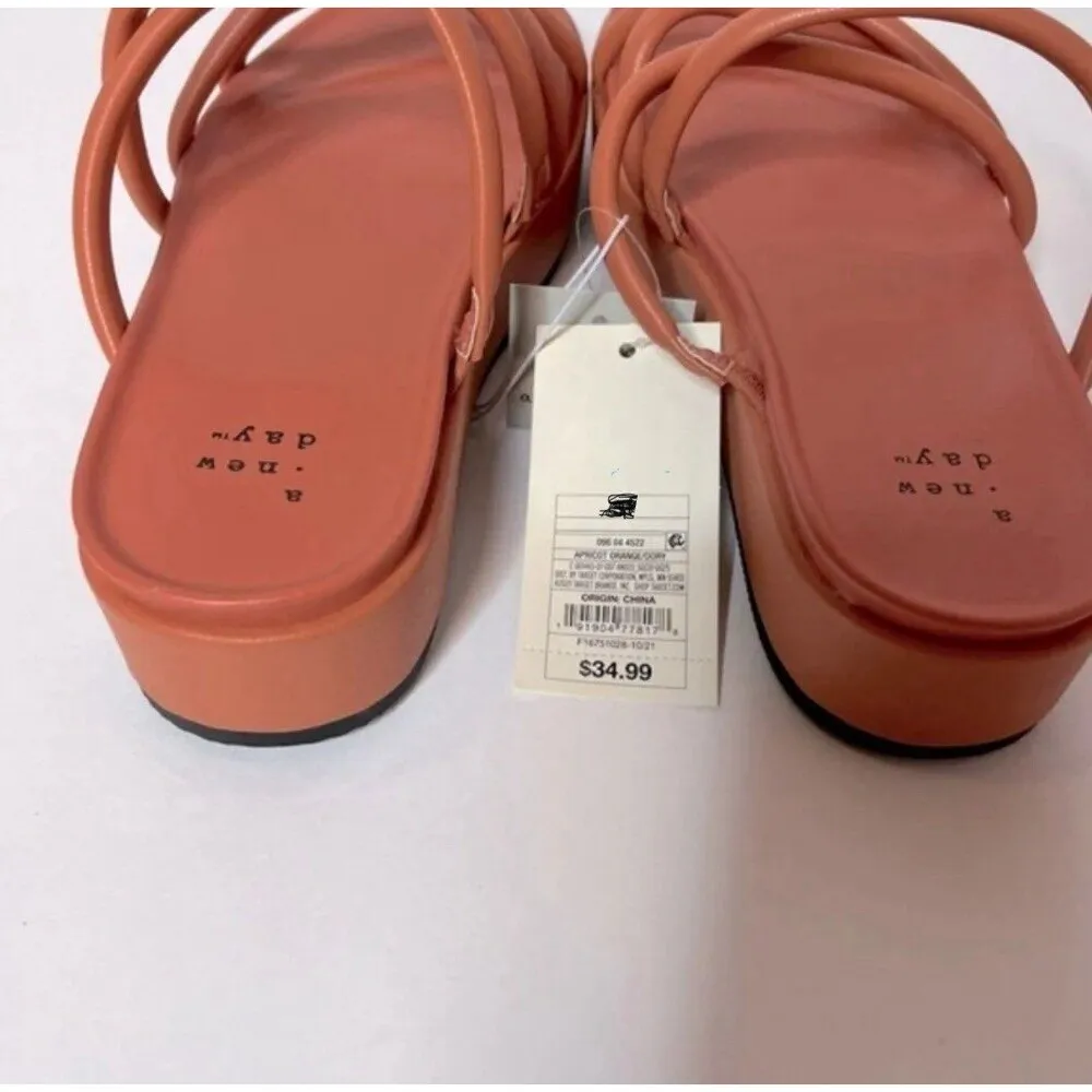 Dory Platform Heel Strappy Platform Sandals Apricot Orange Size 12 New - Image 8