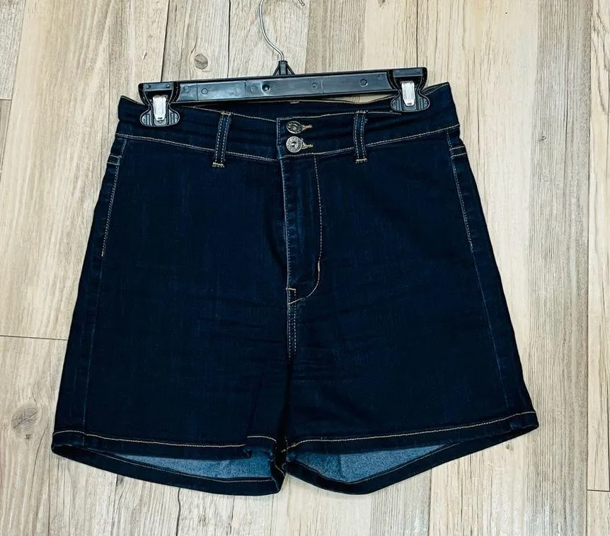 Angry Rabbitt High waisted dark denim two button shorts size 28 Mod Cloth - Image 6