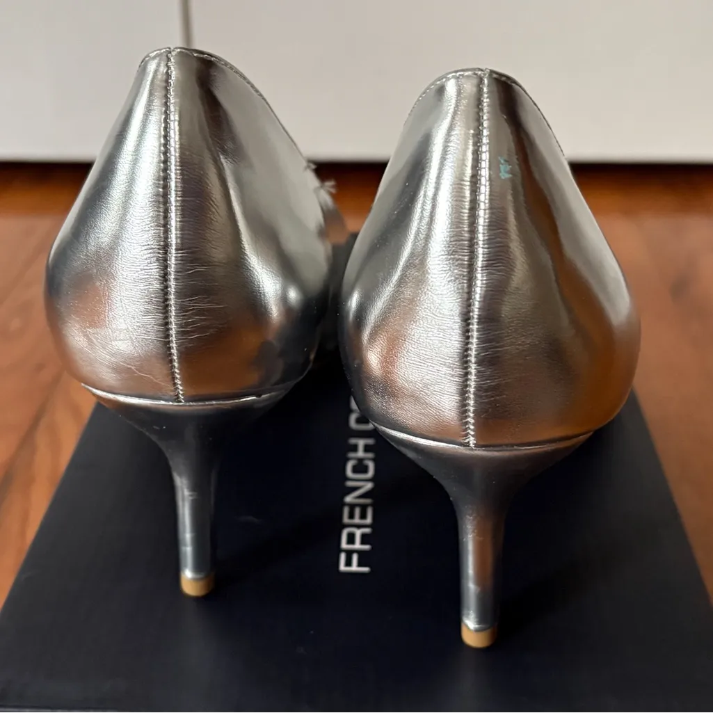 French Connection Metallic Silver Heels Size 10 New In Box - Image 3