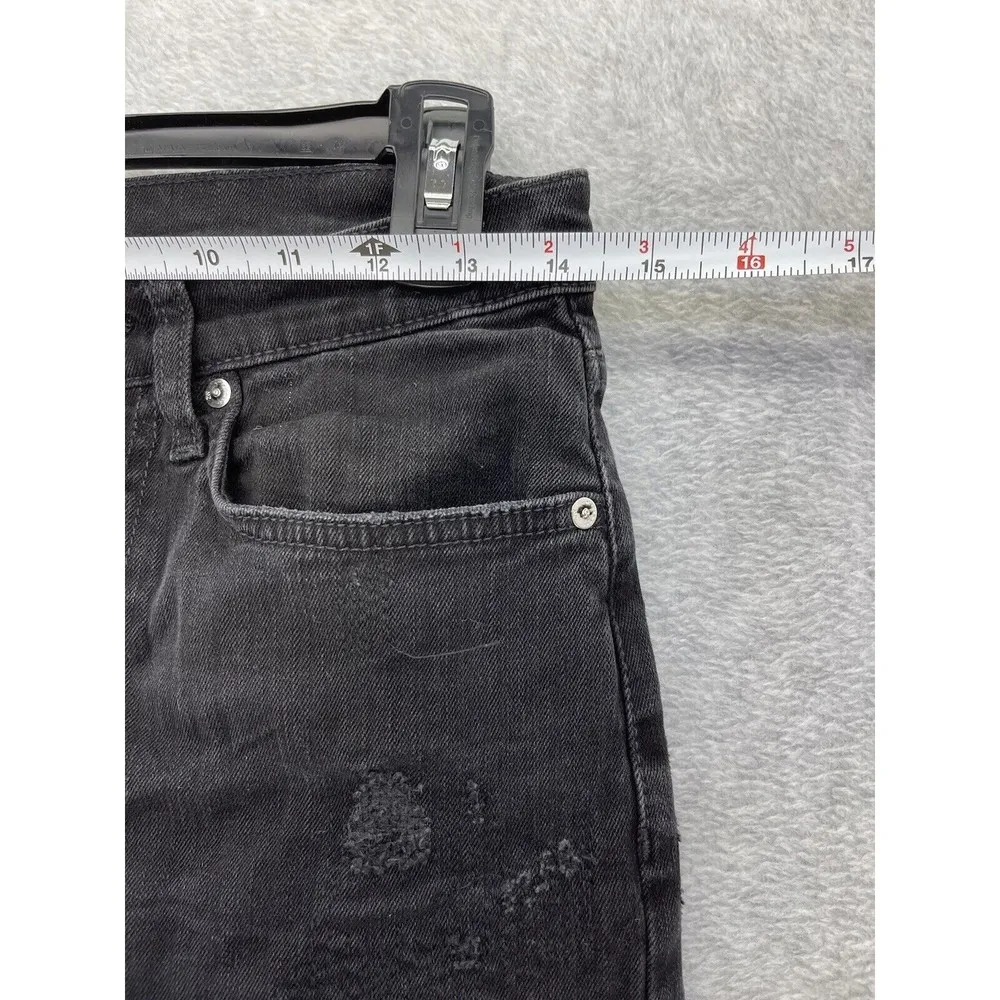 Zara Women's Solid Black Jeans Distressed Size 2 Fringed Hem Cropped - Image 7