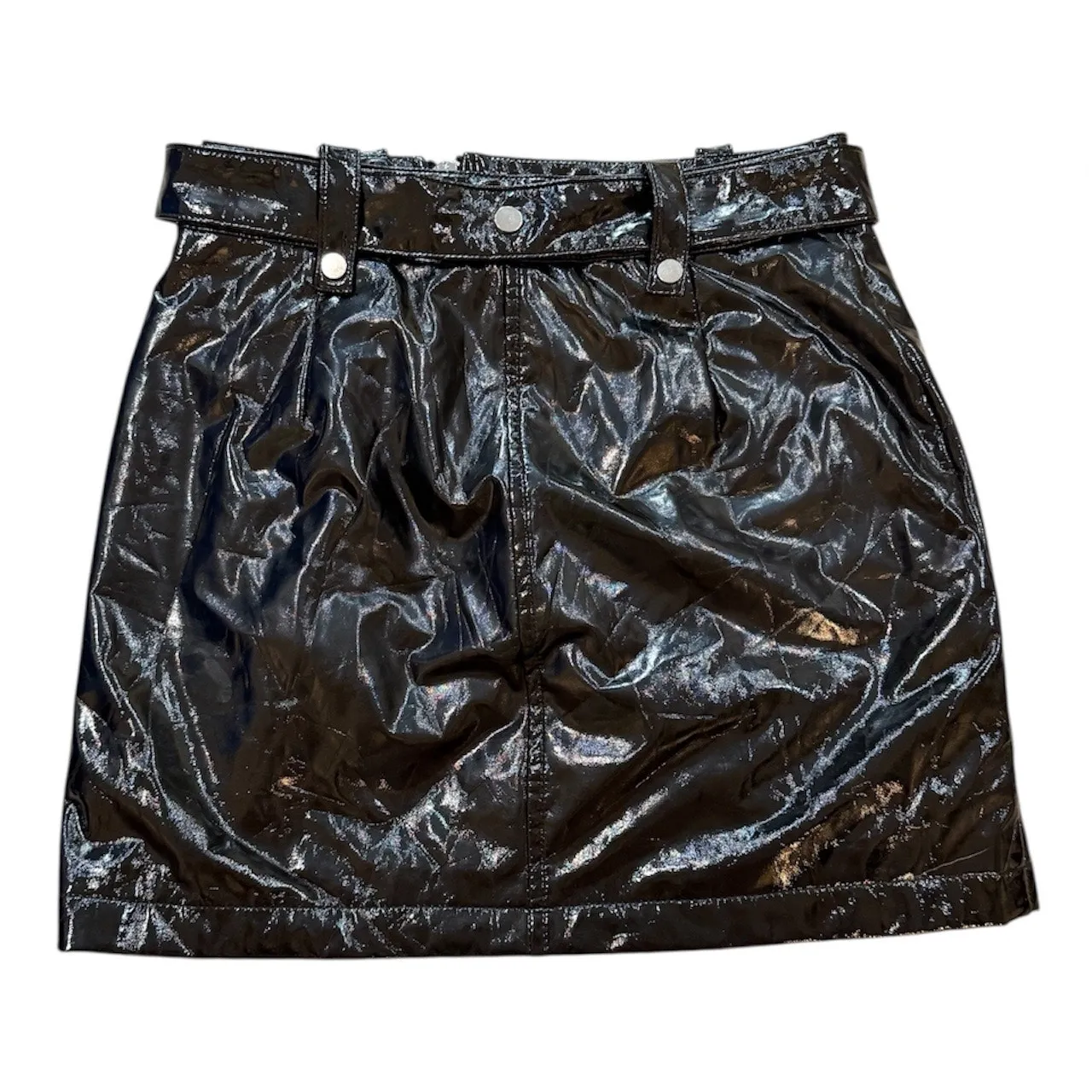 NEW Bagatelle S Asymmetrical Zipper Moto Mini Skirt Black Vinyl Biker Rock Alt - Image 4