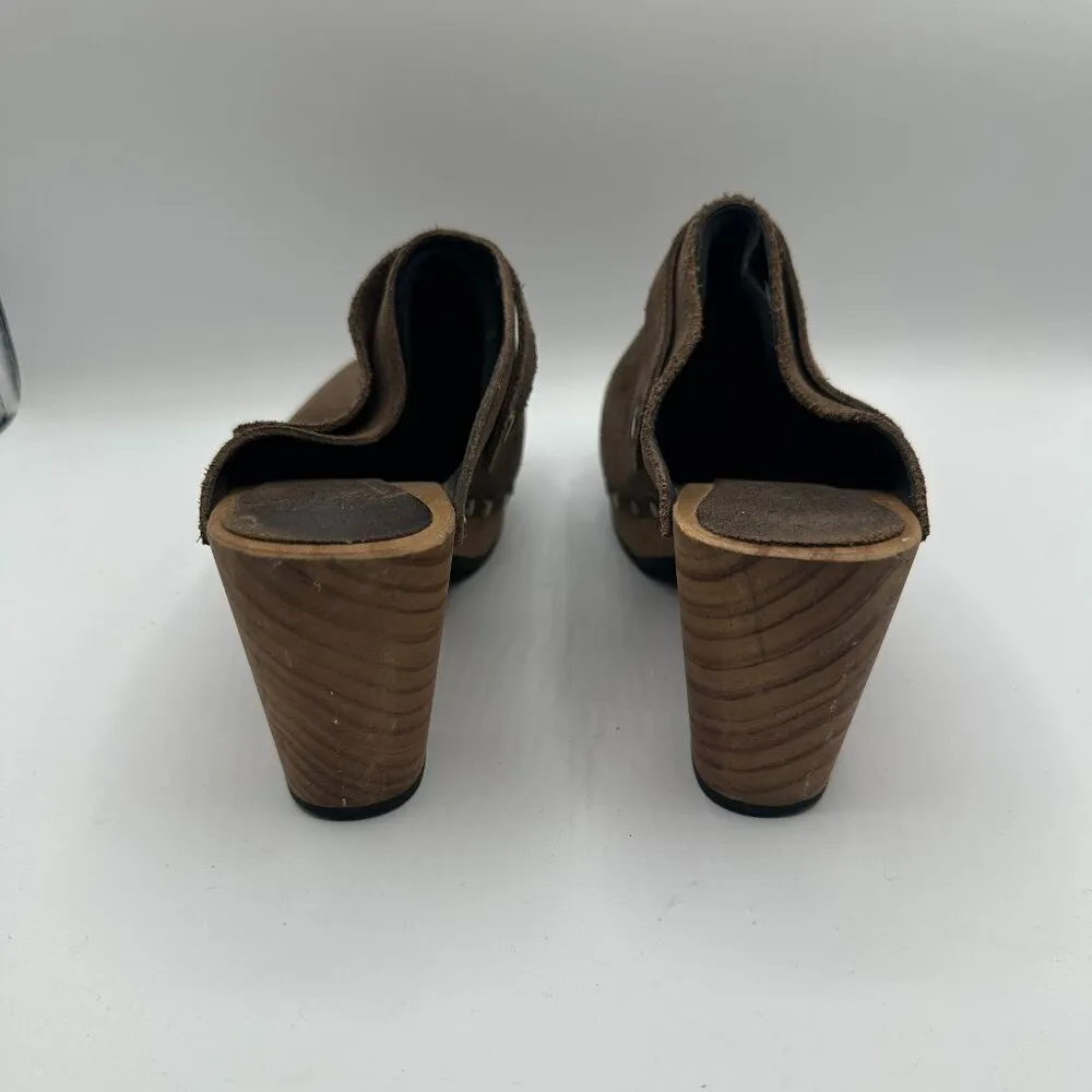 Lisa B. Brown Suede Mule Clogs Women's 37 Size 6 - Image 4