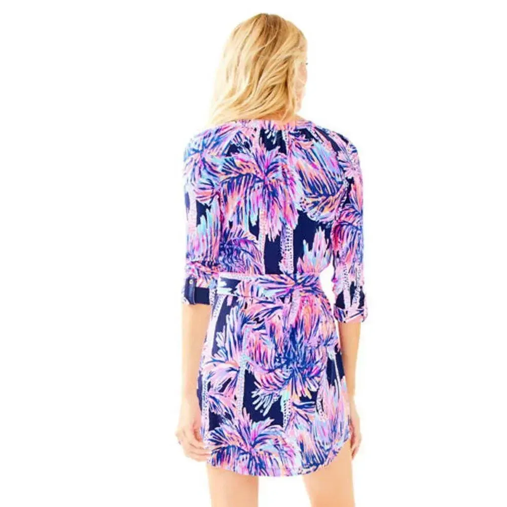 Lilly Pulitzer XS Bailor Shirt Dress Palm Leaf Knee‎ Length 3/4 Sleeve - Image 2