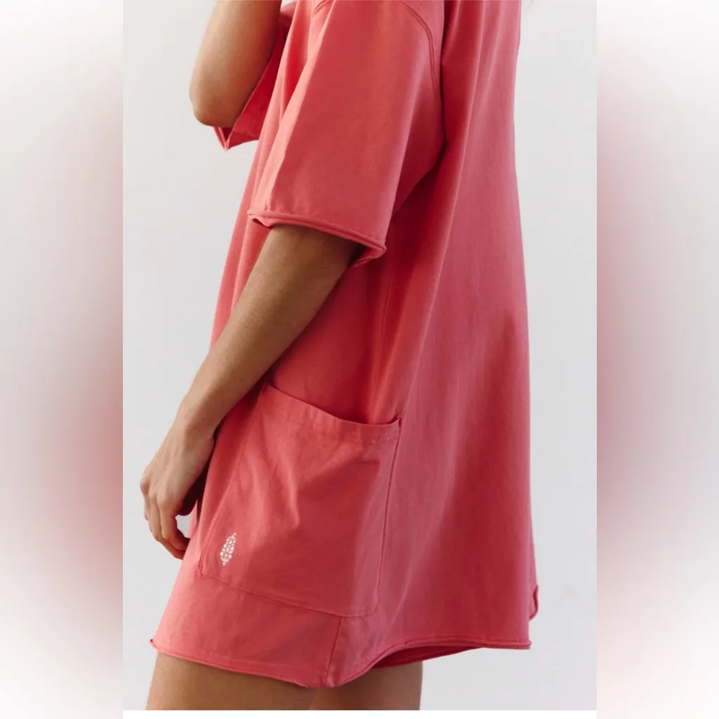 FP Movement Hot Shot Tee Romper in Hibiscus Retail $60 NWT Pink Size L - Image 2