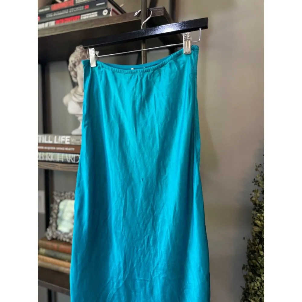 Club Monaco Bias Midi Skirt Blue Womens Size 2 - Image 7