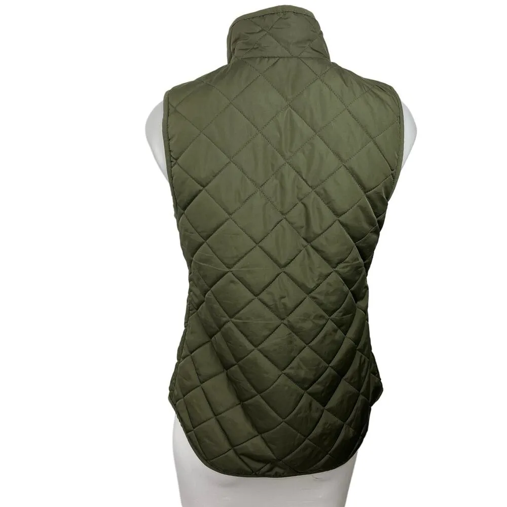 Old Navy Olive Green Full Zip Quilted High Neck Winter Puffer Coat Vest Size XS - Image 2