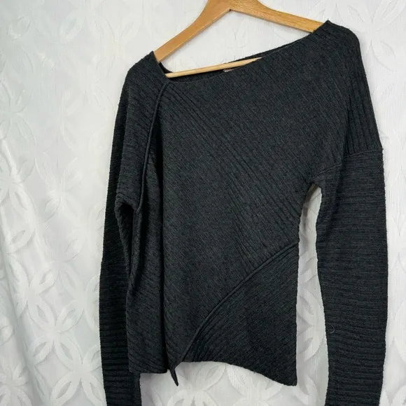 Free People Love and Harmony Gray Ribbed Knit Sweater Size S‎ - Image 4