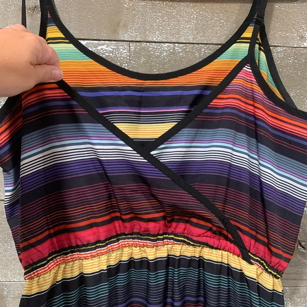 Athleta multicolored maxi dress with drawstring waist and adjustable straps - Image 4