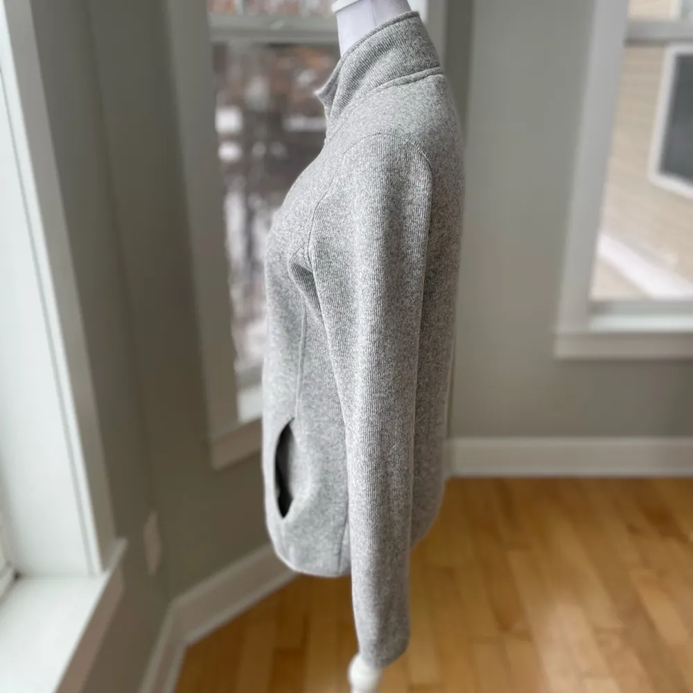 Eddie Bauer Light Gray Full Zip Fleece Sweater Jacket Size Medium - Image 2