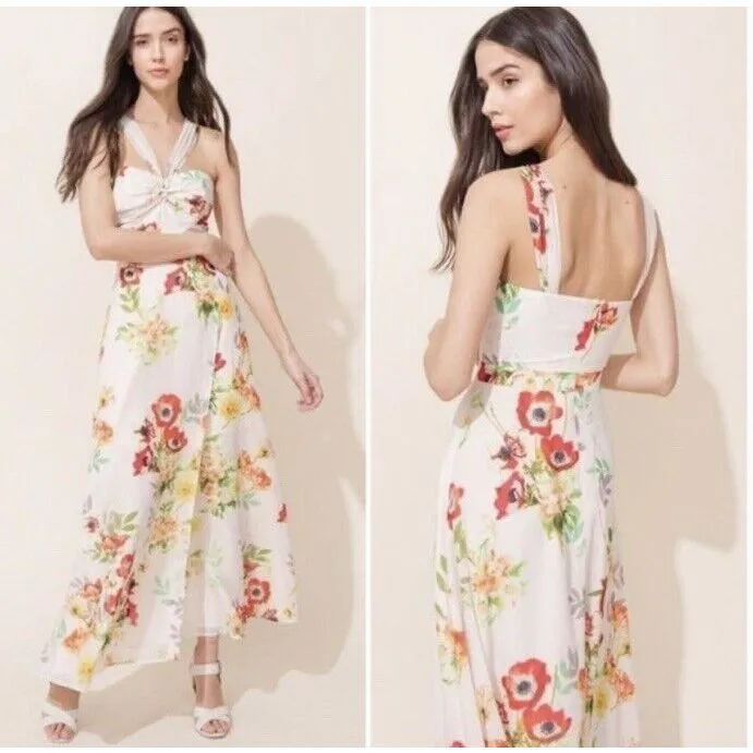 Yumi Kim Womens Field Of Dreams Ariana Floral Print Halter Midi Dress Size XL - Image 3