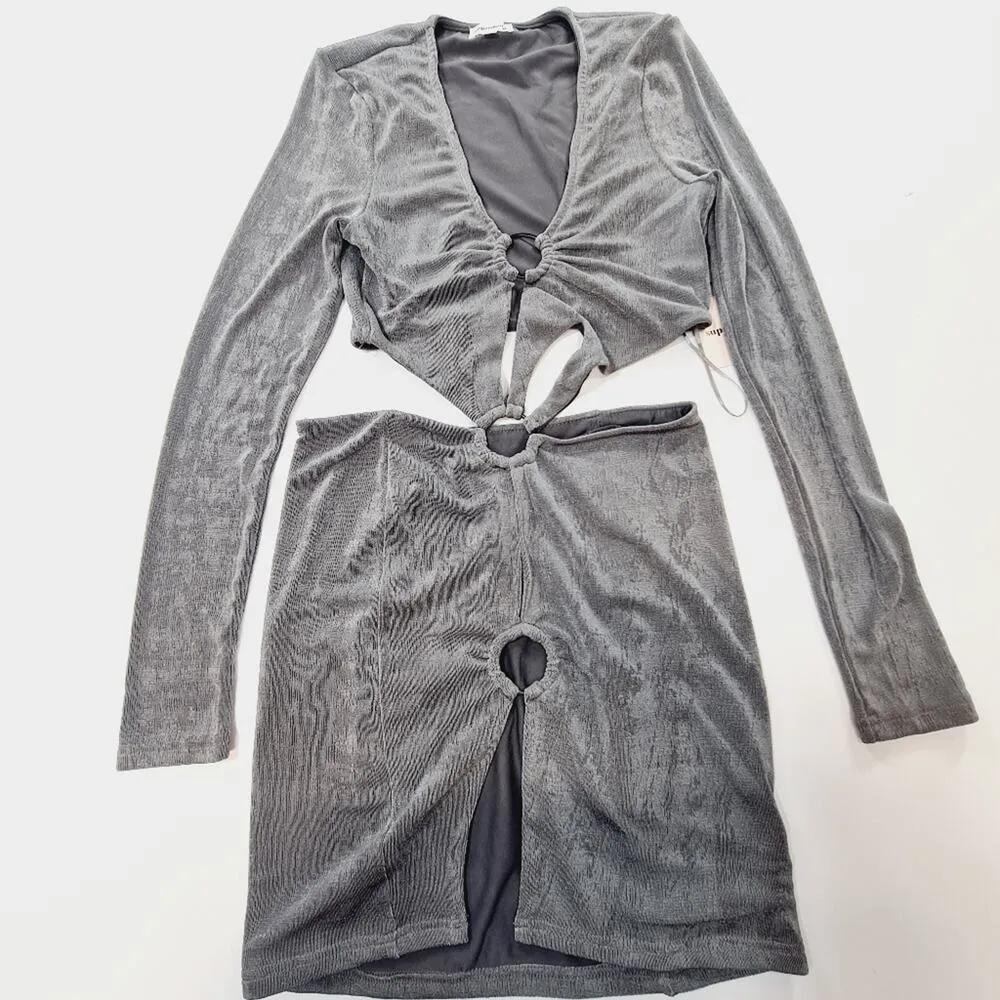 Superdown Cassie O Ring Dress in Grey Small - Image 3