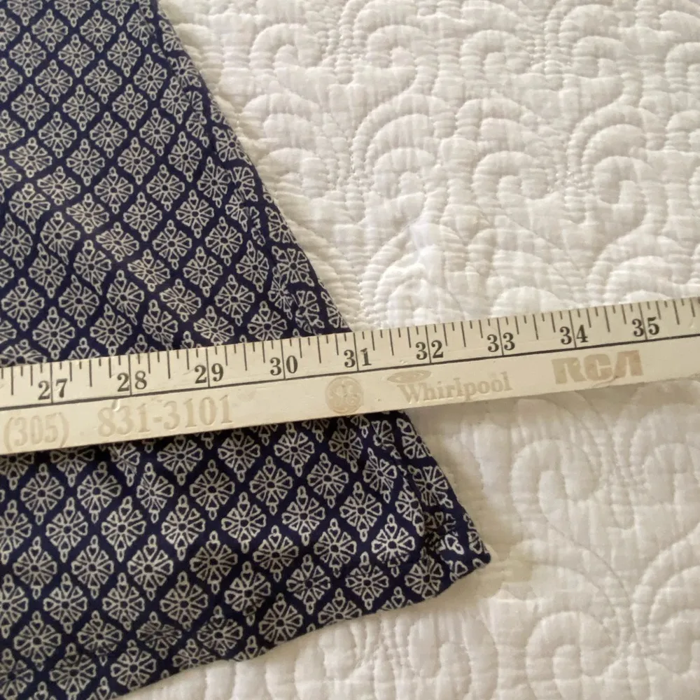 Old Navy Blue and Cream Print A-Line Knee Length Swing Dress Short Sleeve Size M - Image 8