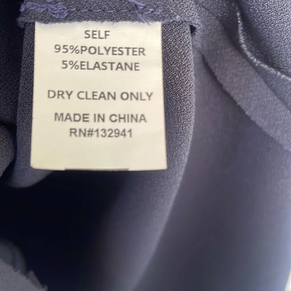 Amanda Uprichard Revolve Navy Blue Long Sleeve Raw Hem Dress Shoulder Pads Small - Image 7