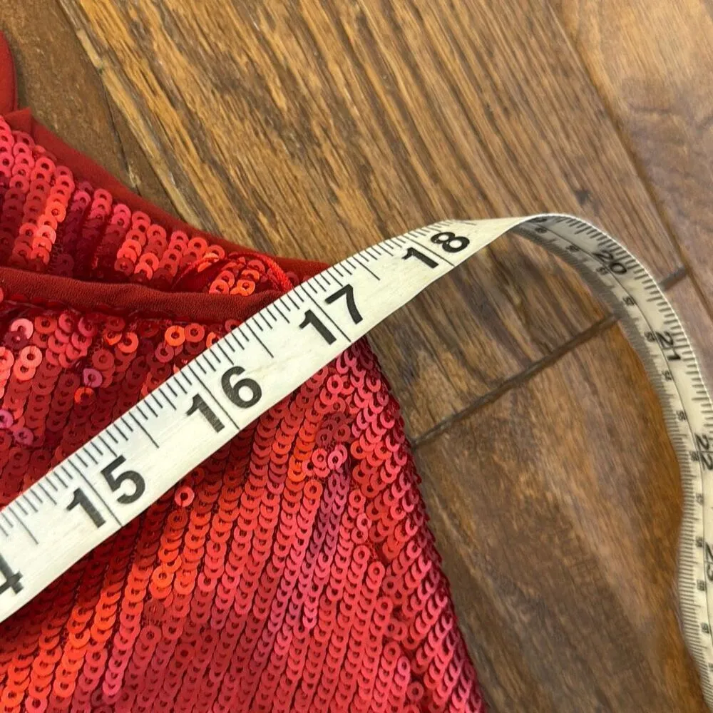 Zara NWT red sequin slip mini dress size small - Image 11