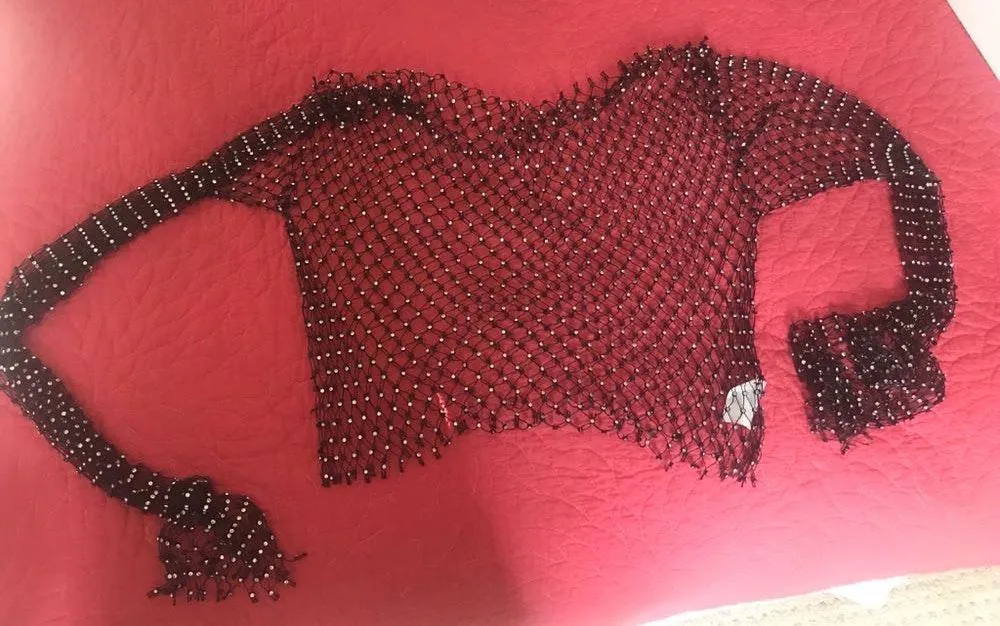 Akira Rhinestone Mesh Crop  - Image 3