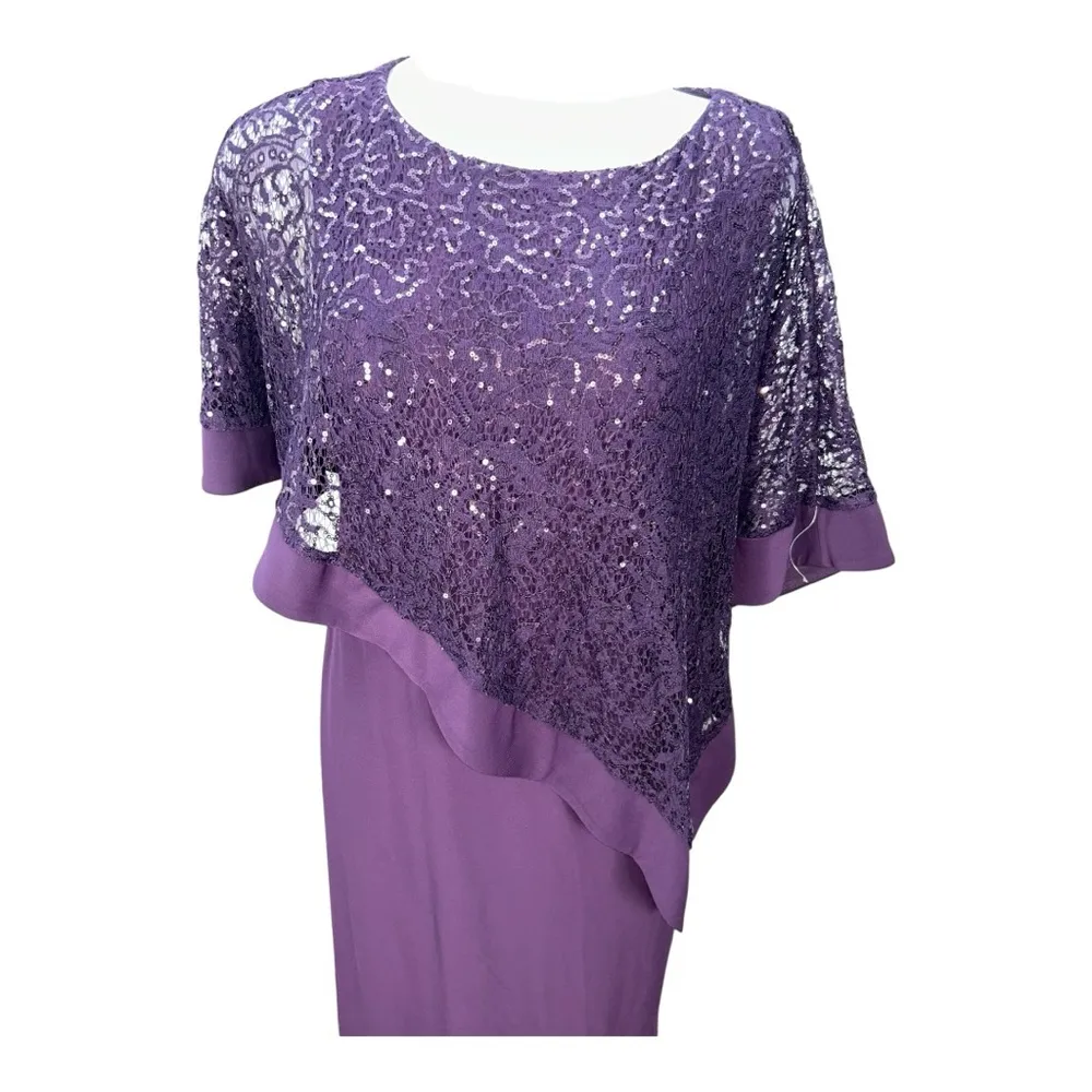 Roz & Ali Sequin Overlay Sheath Dress, Elegant Size 6 New with tags Purple - Image 7