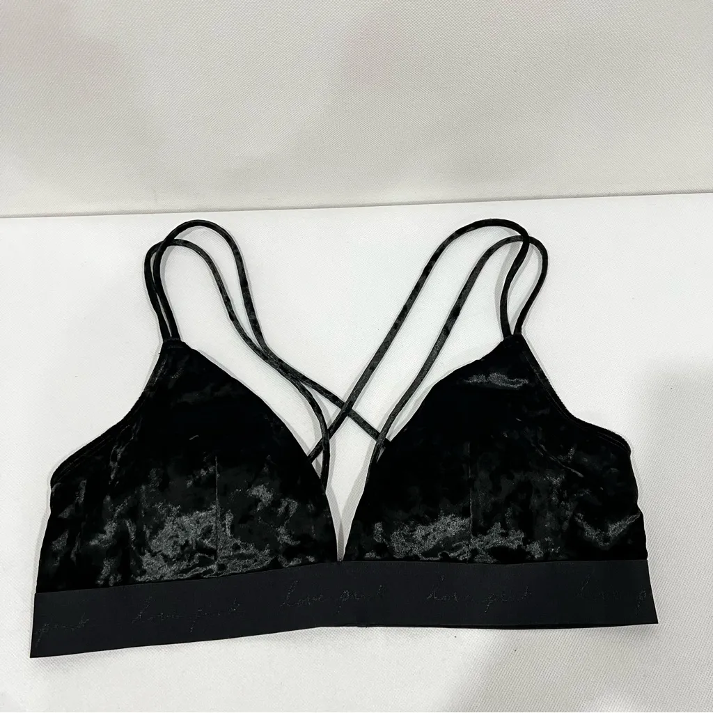 Pink Victoria's Secret Velvet Bralette Bra Size XXL Strappy Back - Image 2