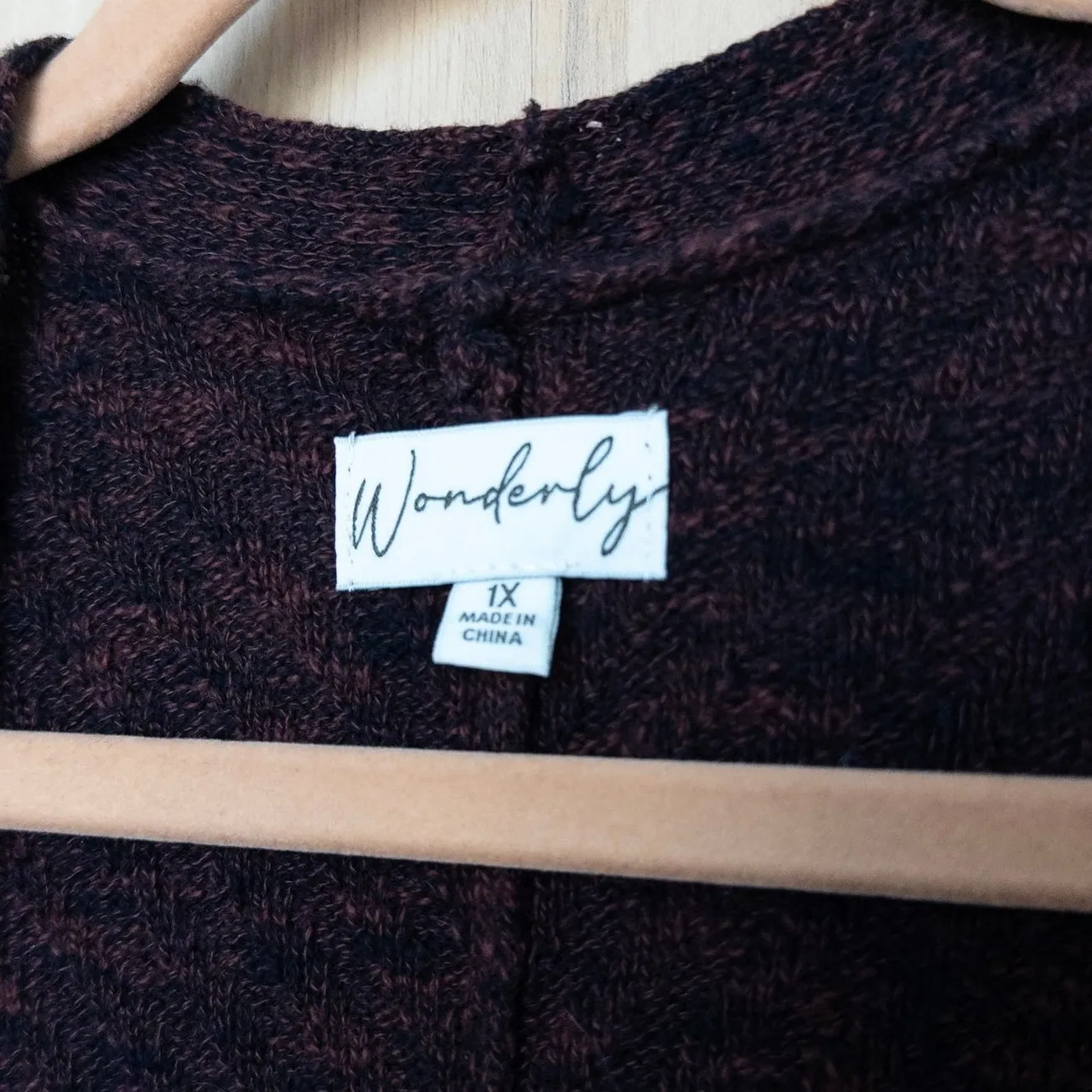 Wonderly Womens Cardigan Duster Short Sleeve Size 1X Burgundy Marled Cozy Layer - Image 4