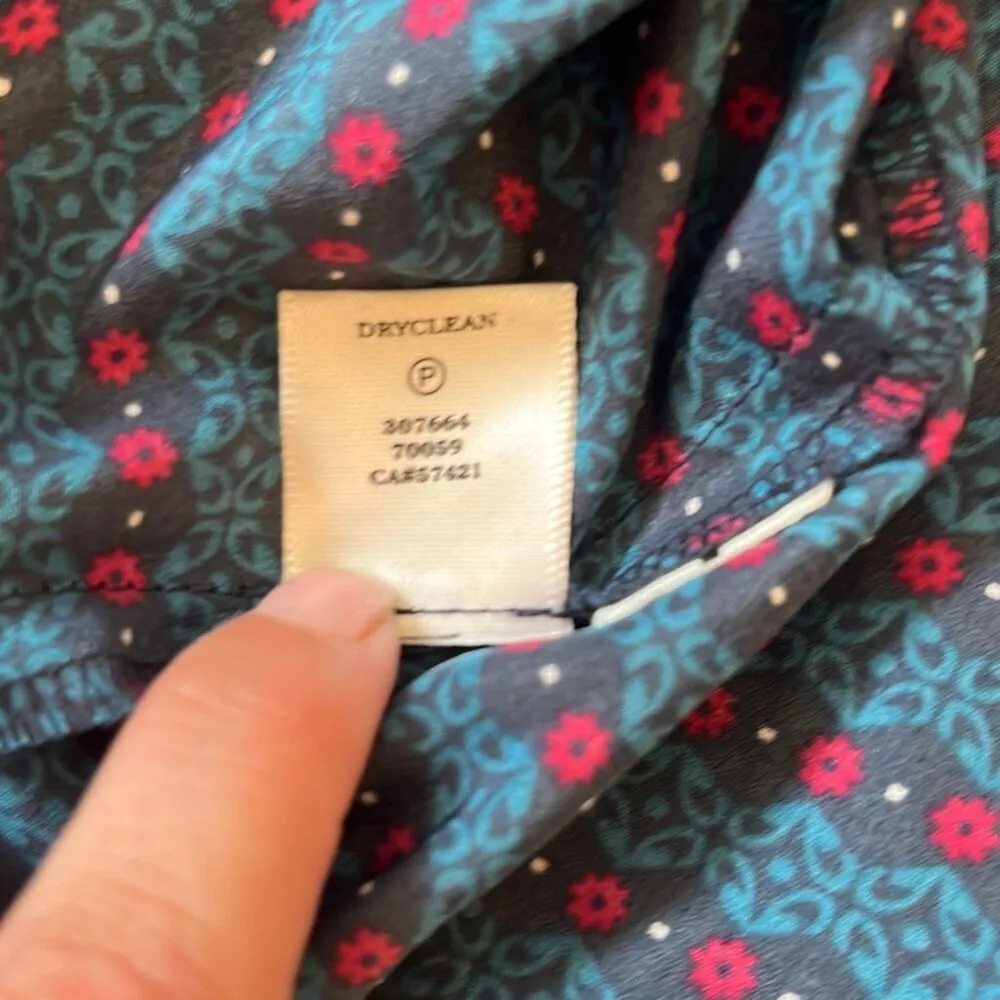 Ann Taylor Blue Red Abstract Print Long Sleeve Sheath Dress Size 4 Office Work - Image 6