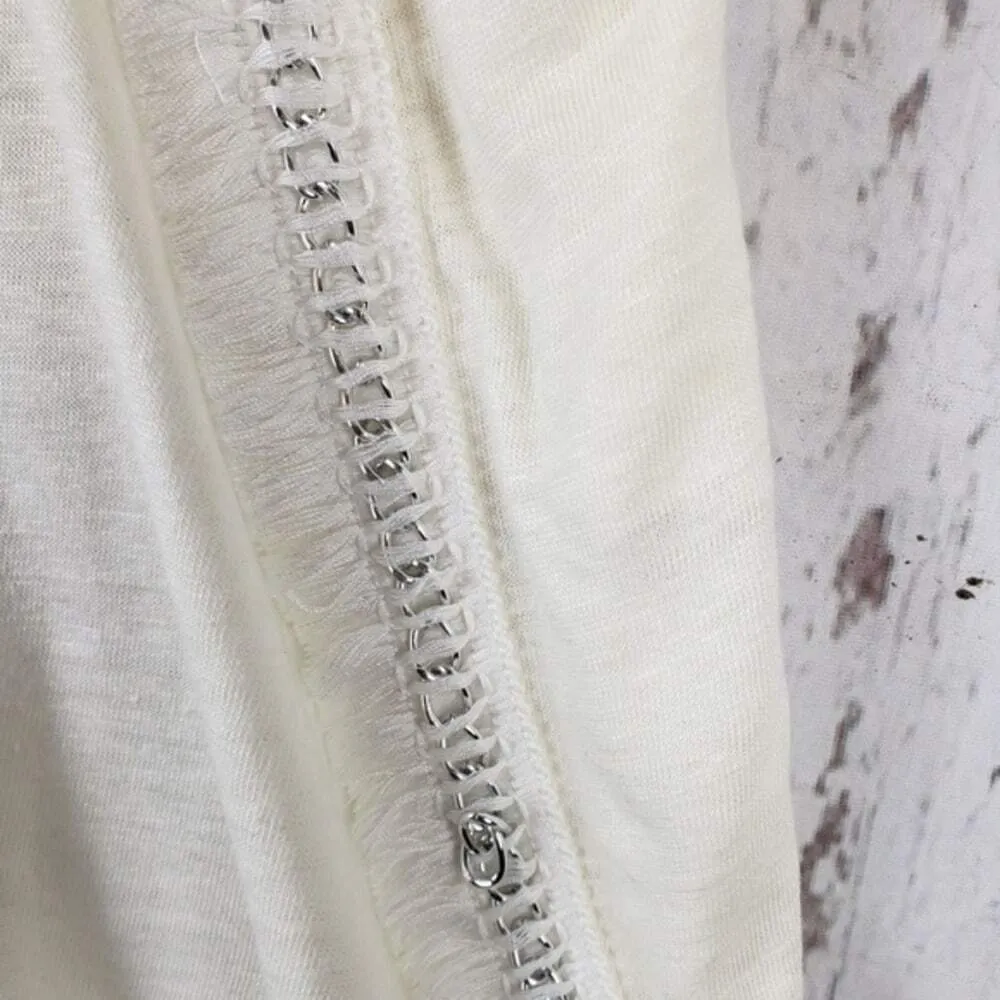 10 Crosby Derek Lam Chain & Fringe Trim Linen Tank Silver Size M - Image 6