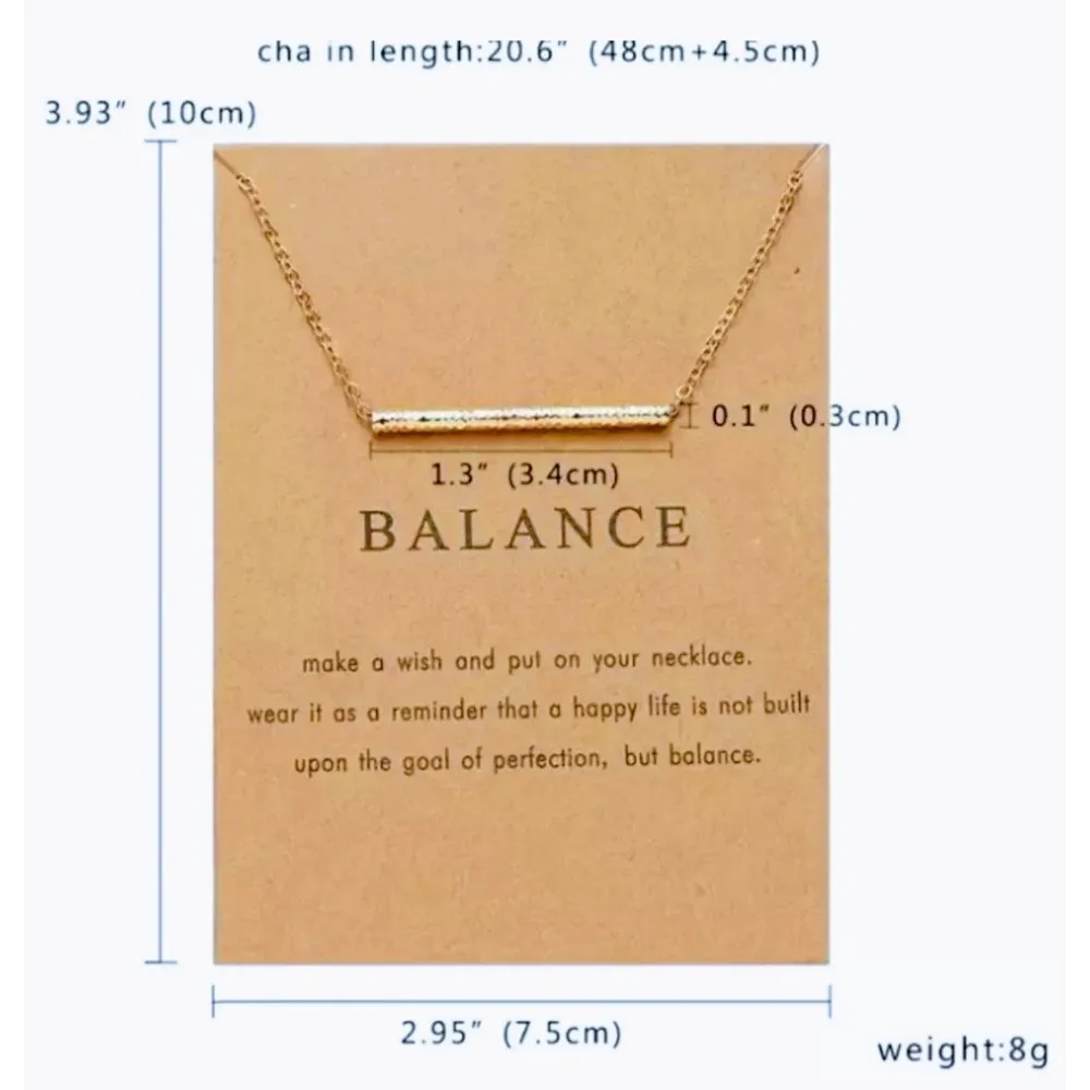 NEW Balance Bar Necklace‎ Gold Minimalist Pendant Delicate Chain Jewelry Gift - Image 13