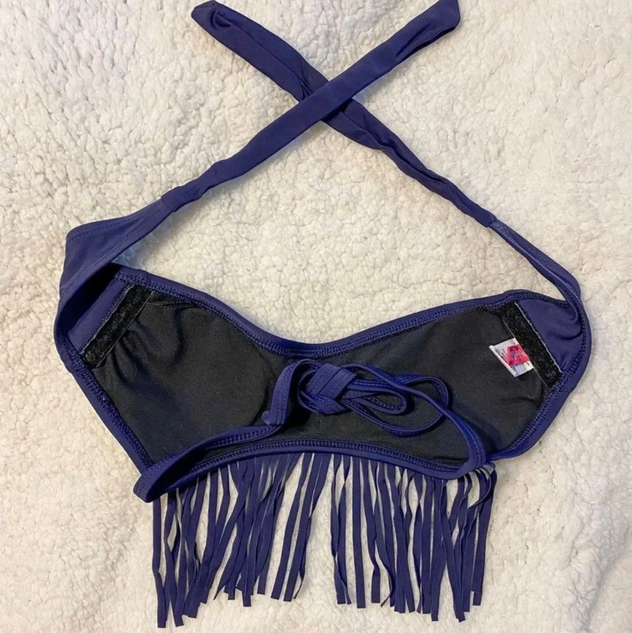 Navy Bikini Top with Fringe from The - Image 2