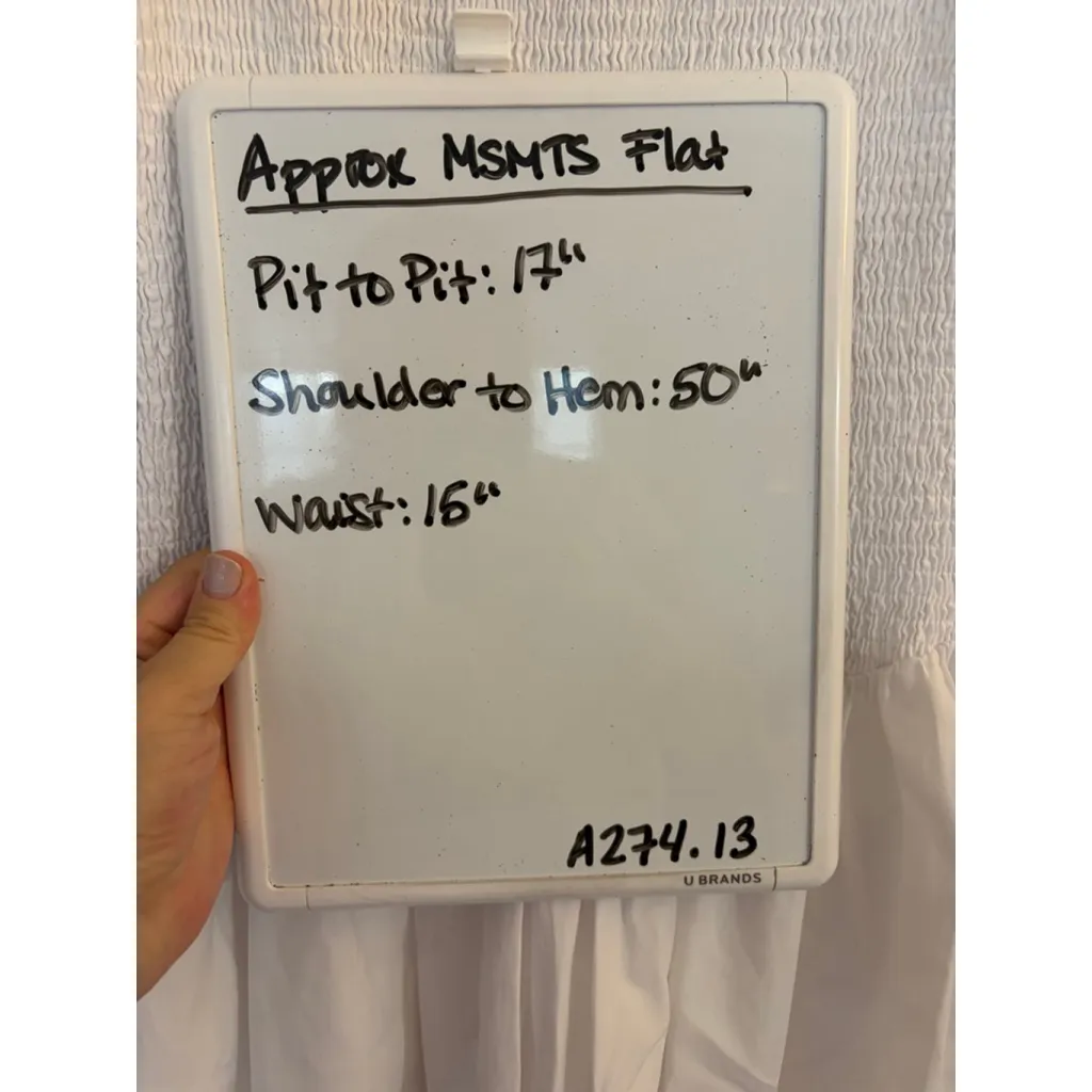 Lucy Paris Hazel Smocked Dropped Waist Dress Sz Medium White A Line Pockets - Image 3