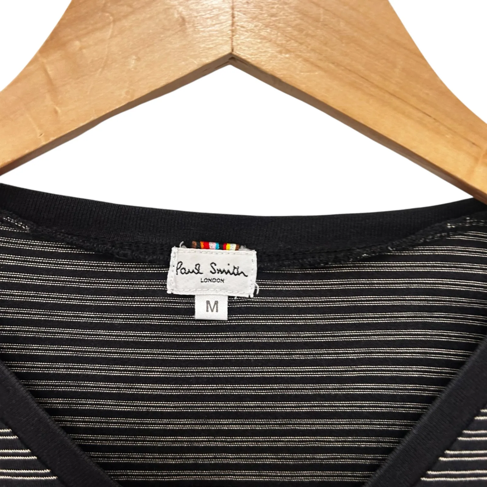 Paul Smith Black Gray Striped V Neck Long Sleeve Shirt Sz M Size M - Image 3