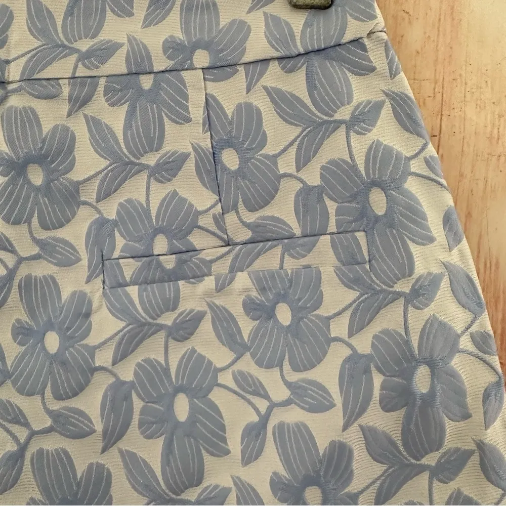 English Factory Blue Floral Jacquard High Rise Shorts - Image 7