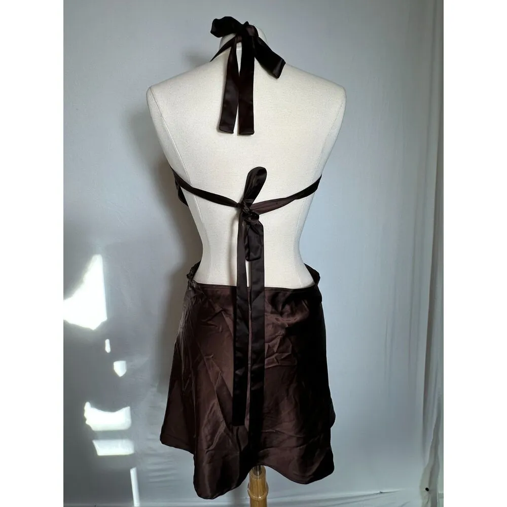 Peppermayo Resort Vibes Brown Satin Cut Out Mini Dress Size 10 - Image 6