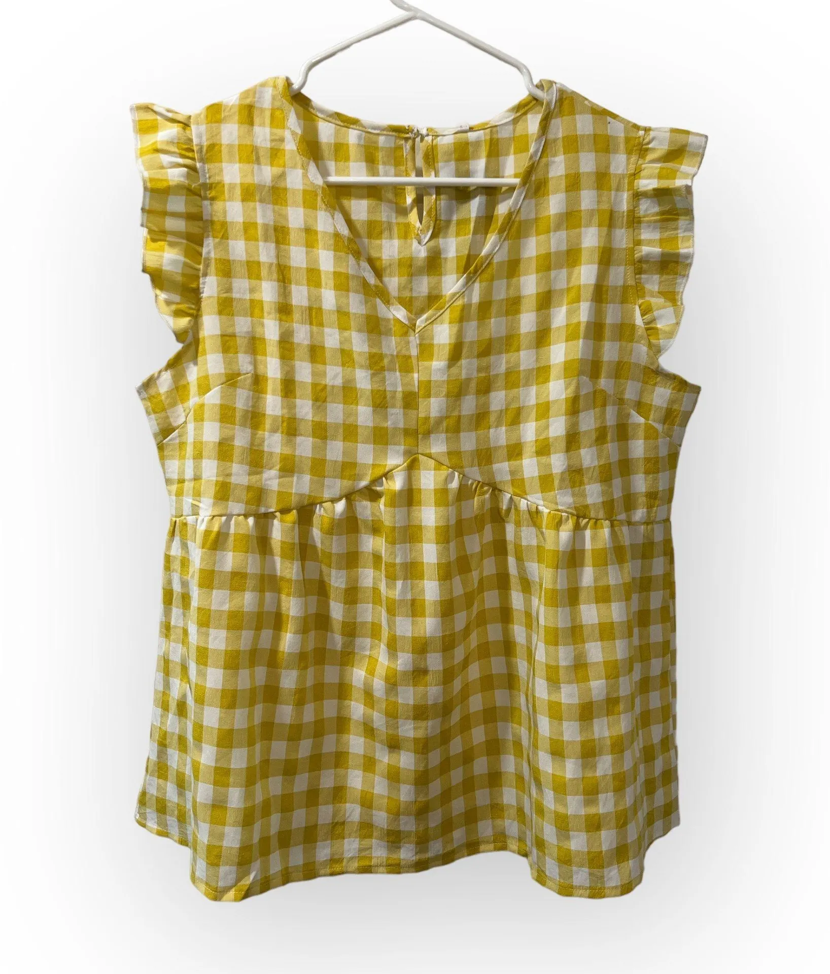 Anna-Kaci blouse yellow-white gingham print - Image 2
